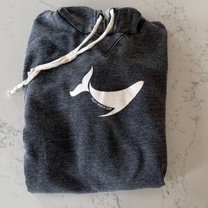 Plum Island Drift Whale Blue Gray Unisex Hoodie, Small.